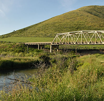 Portneuf Marsh Valley Canal - Topaz Station – Looking South towards Union Pacific Railroad Tracks.